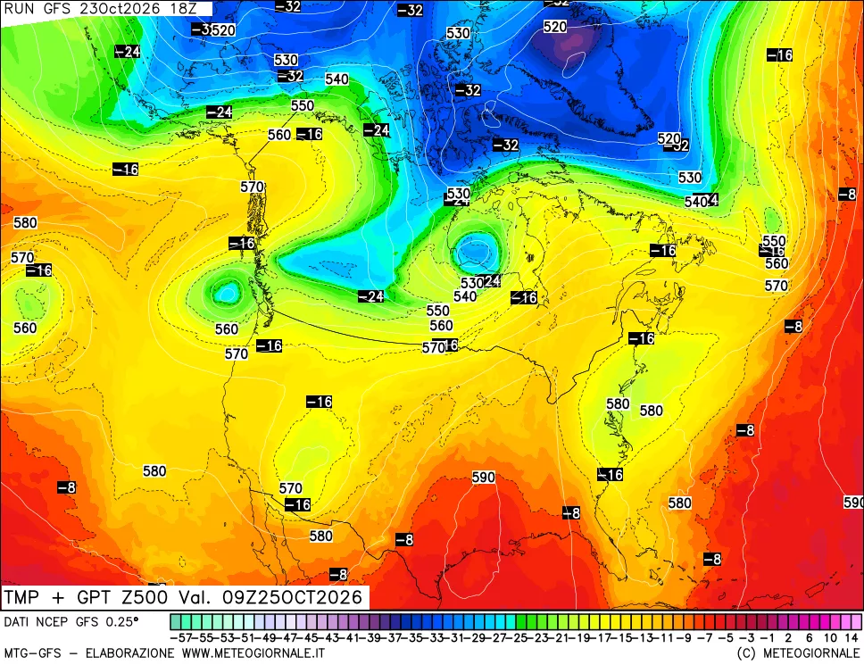 mappa 500 hPa Temp + GPT