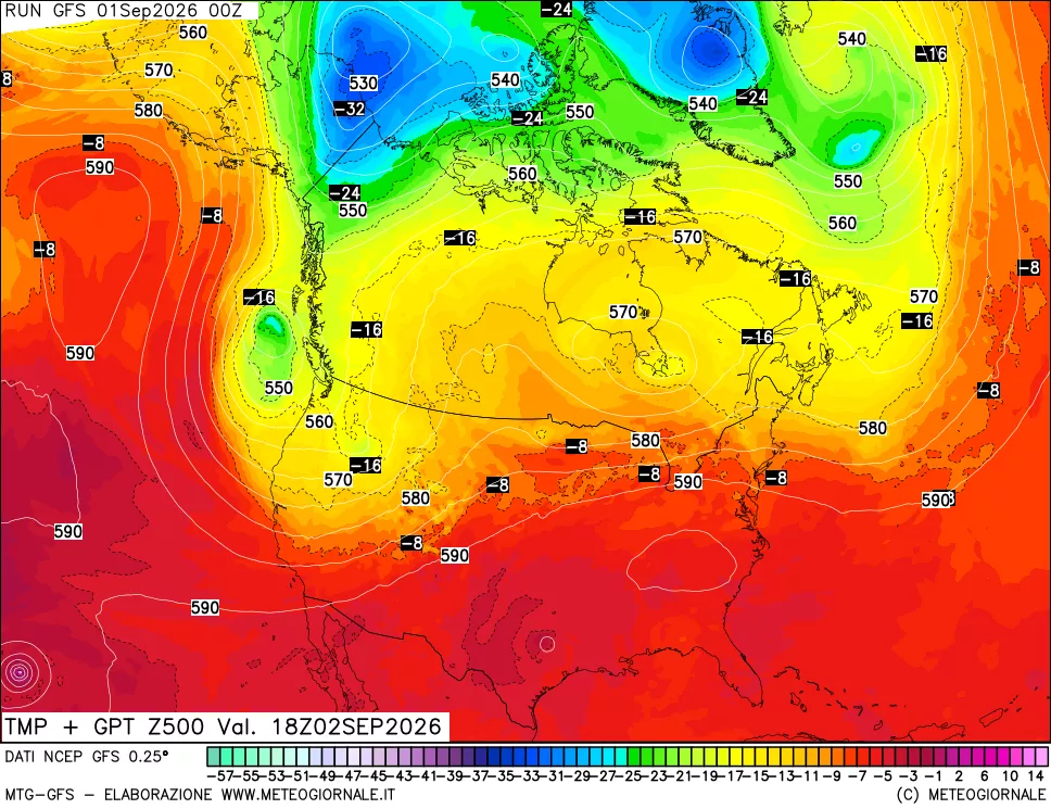 mappa 500 hPa Temp + GPT