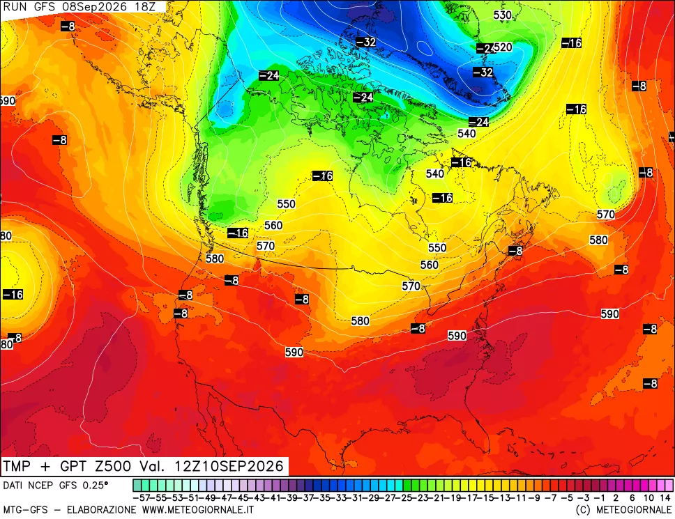 mappa 500 hPa Temp + GPT