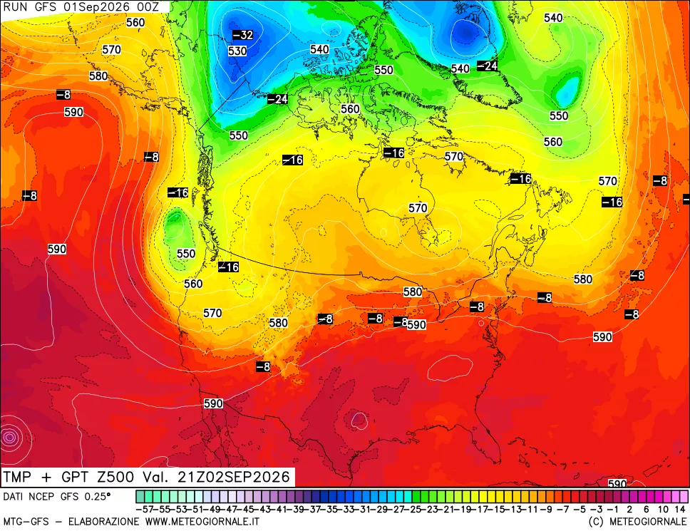 mappa 500 hPa Temp + GPT