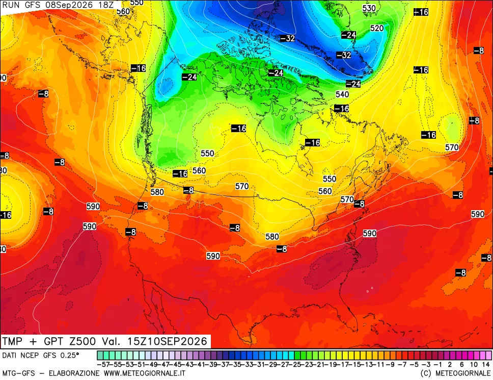 mappa 500 hPa Temp + GPT
