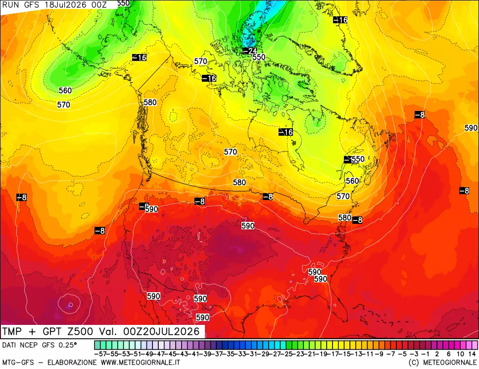 mappa 500 hPa Temp + GPT