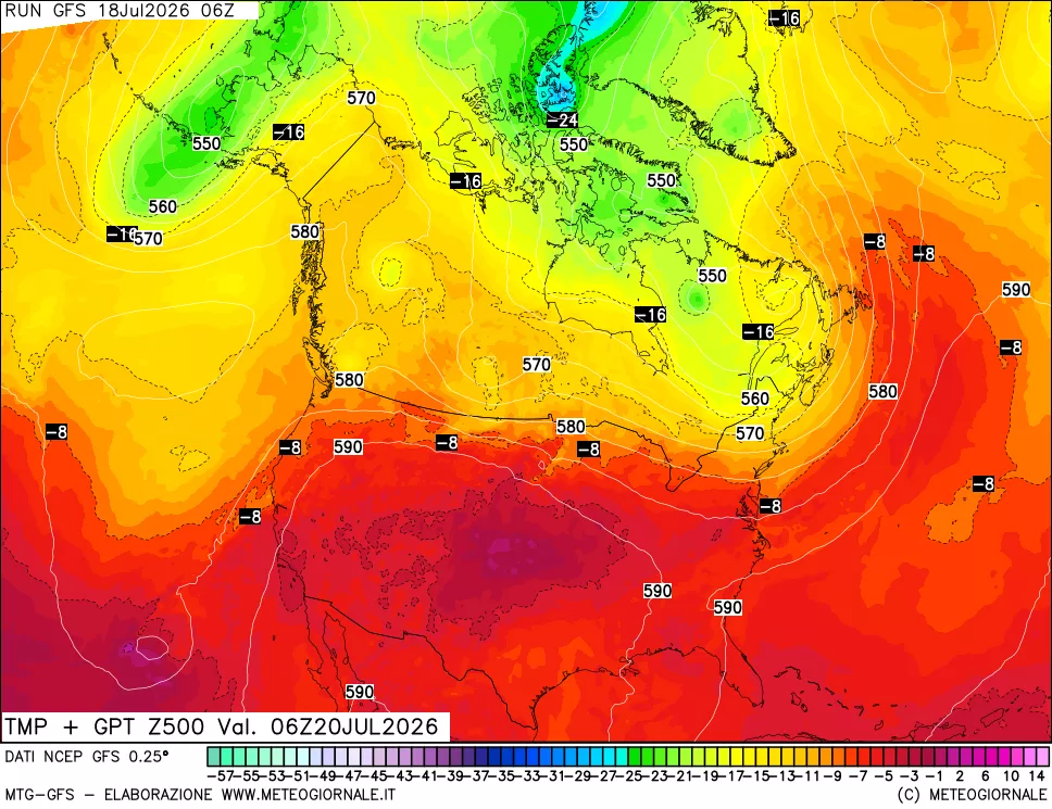 mappa 500 hPa Temp + GPT