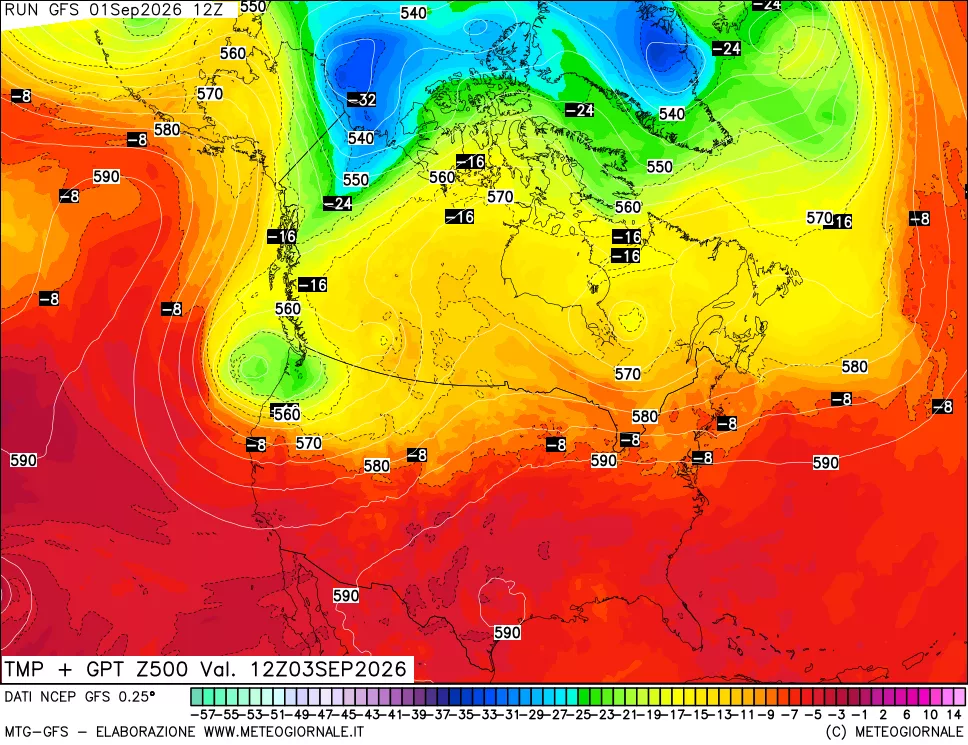mappa 500 hPa Temp + GPT