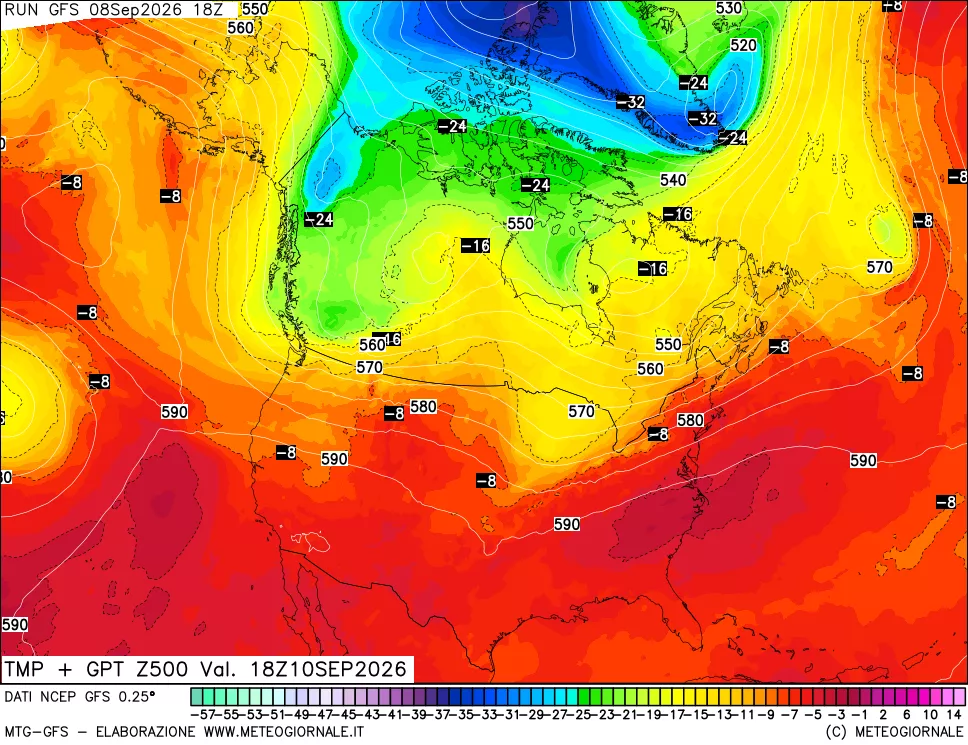 mappa 500 hPa Temp + GPT