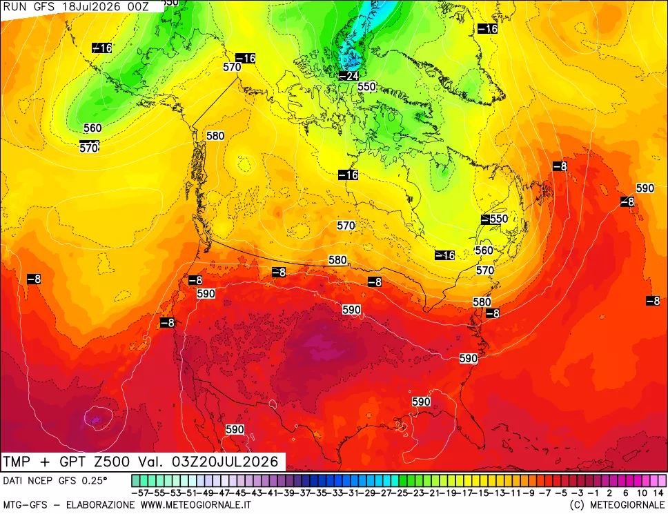 mappa 500 hPa Temp + GPT