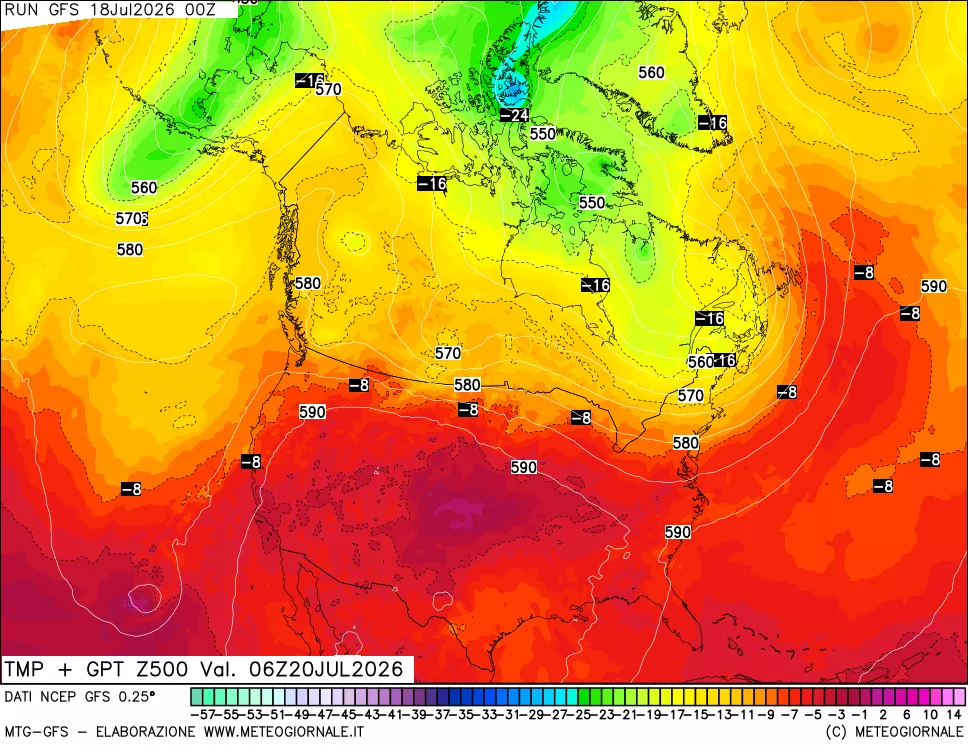 mappa 500 hPa Temp + GPT