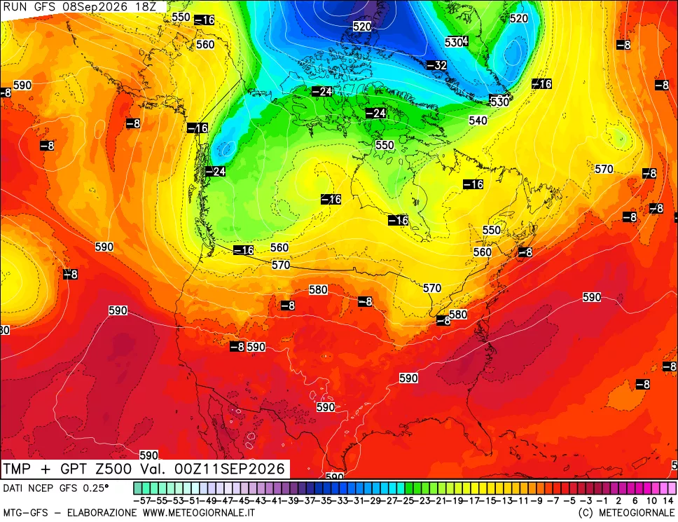 mappa 500 hPa Temp + GPT
