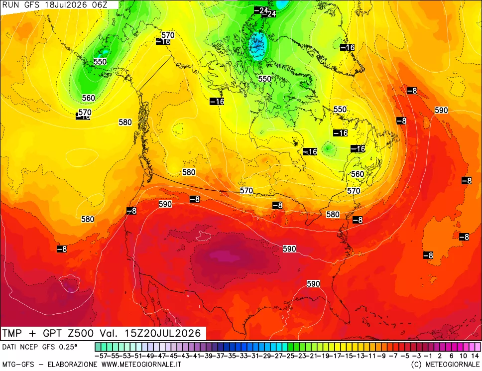 mappa 500 hPa Temp + GPT