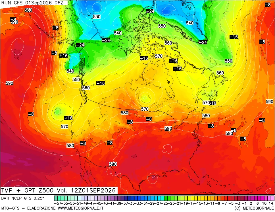 mappa 500 hPa Temp + GPT
