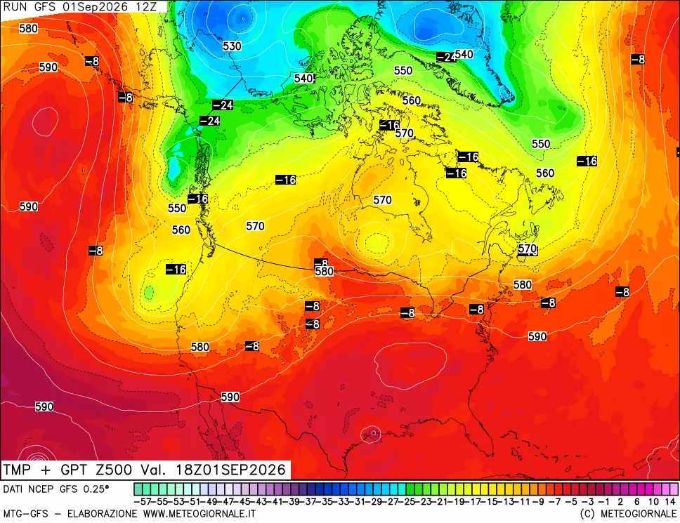 mappa 500 hPa Temp + GPT