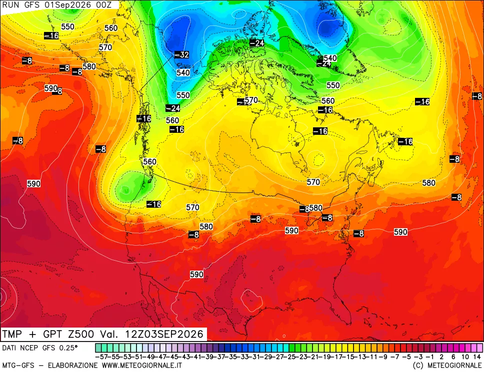 mappa 500 hPa Temp + GPT