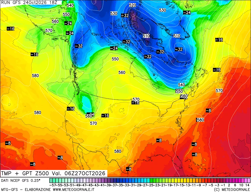 mappa 500 hPa Temp + GPT