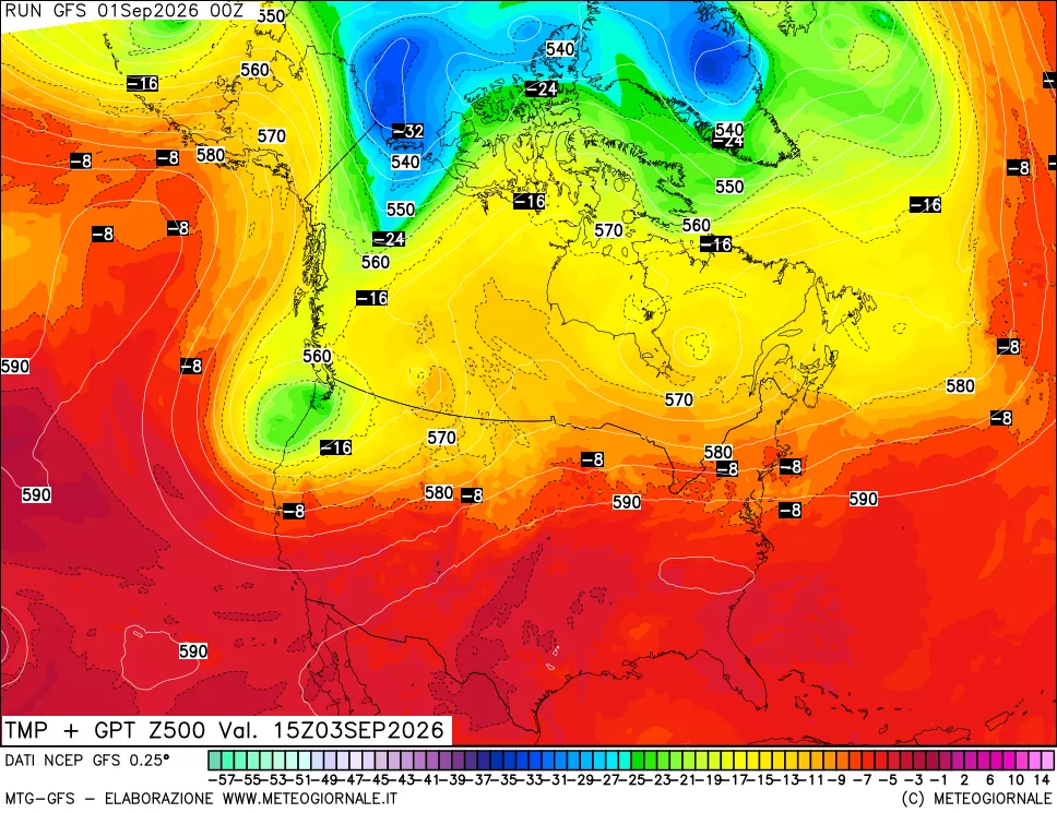 mappa 500 hPa Temp + GPT