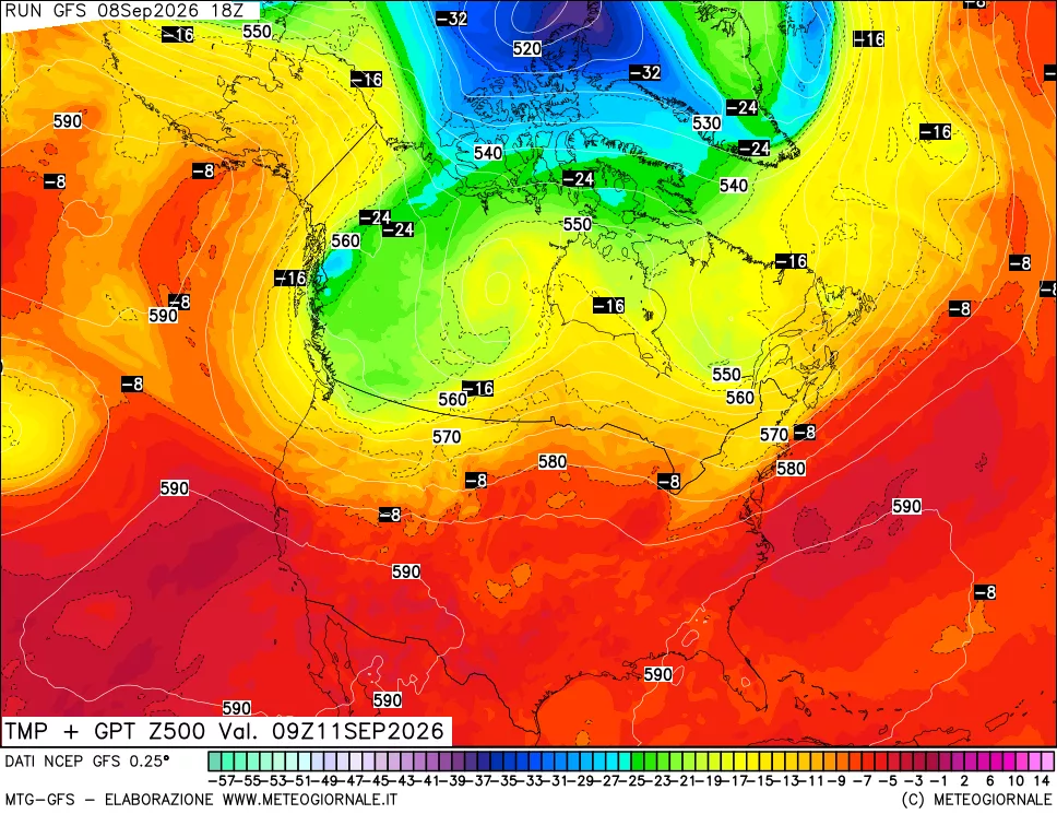 mappa 500 hPa Temp + GPT