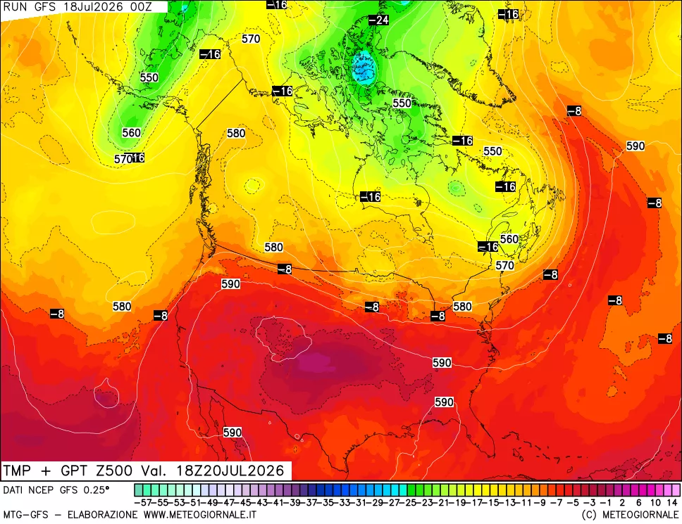 mappa 500 hPa Temp + GPT