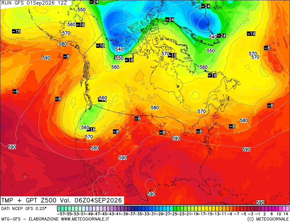mappa 500 hPa Temp + GPT