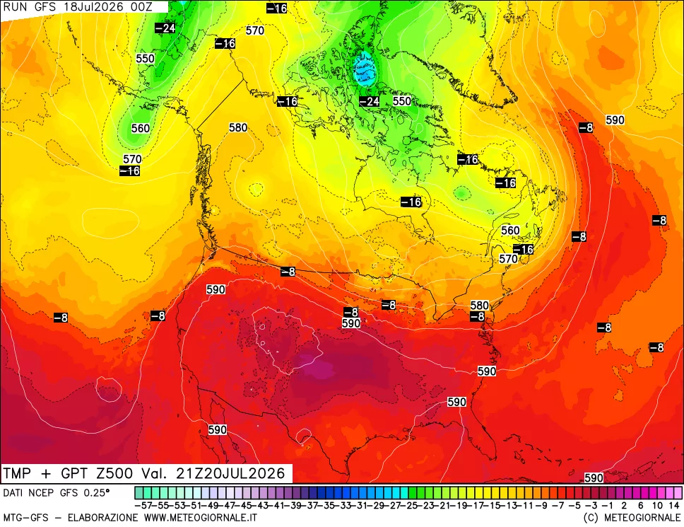 mappa 500 hPa Temp + GPT