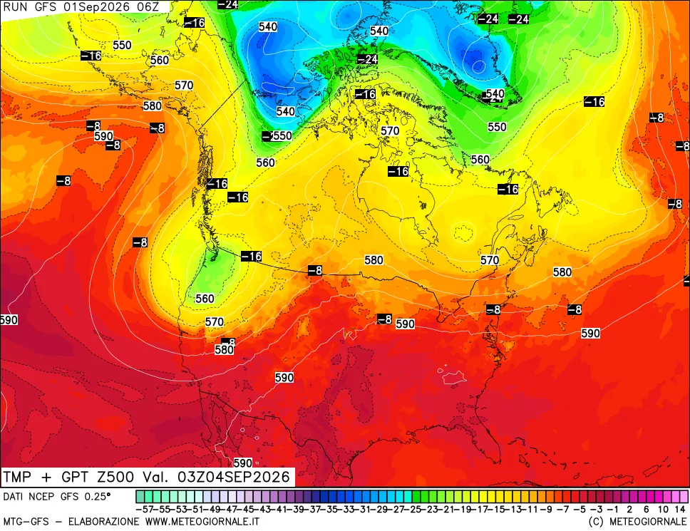 mappa 500 hPa Temp + GPT