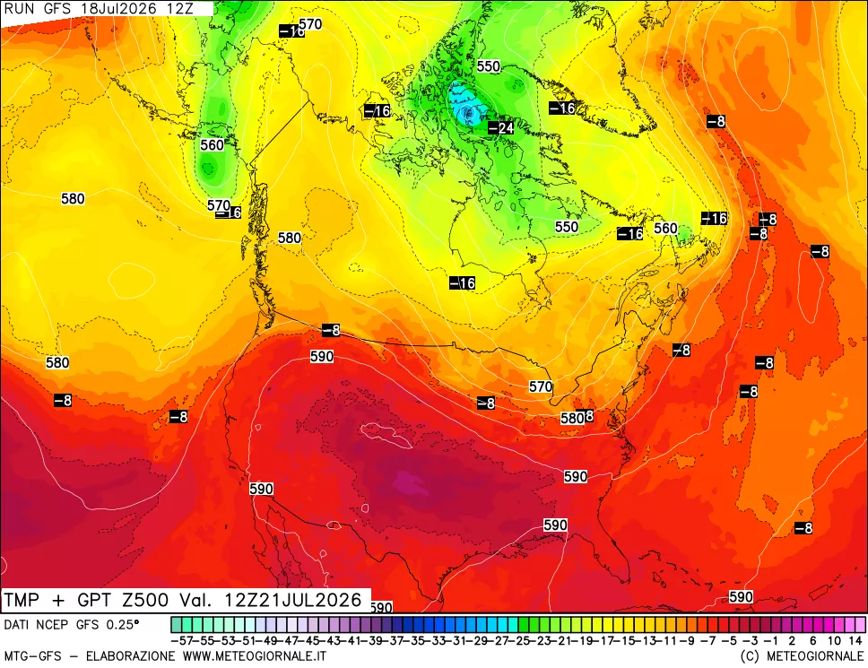 mappa 500 hPa Temp + GPT