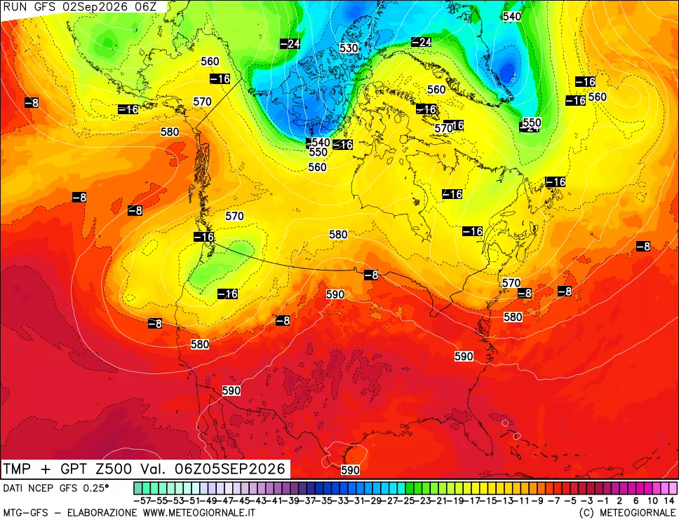 mappa 500 hPa Temp + GPT