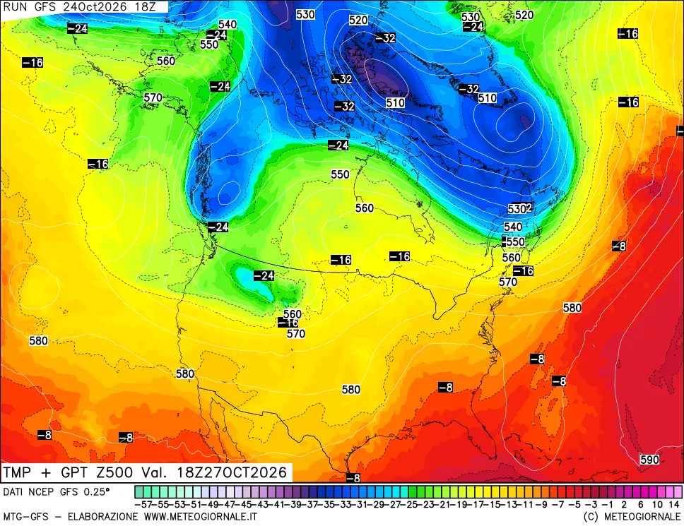 mappa 500 hPa Temp + GPT