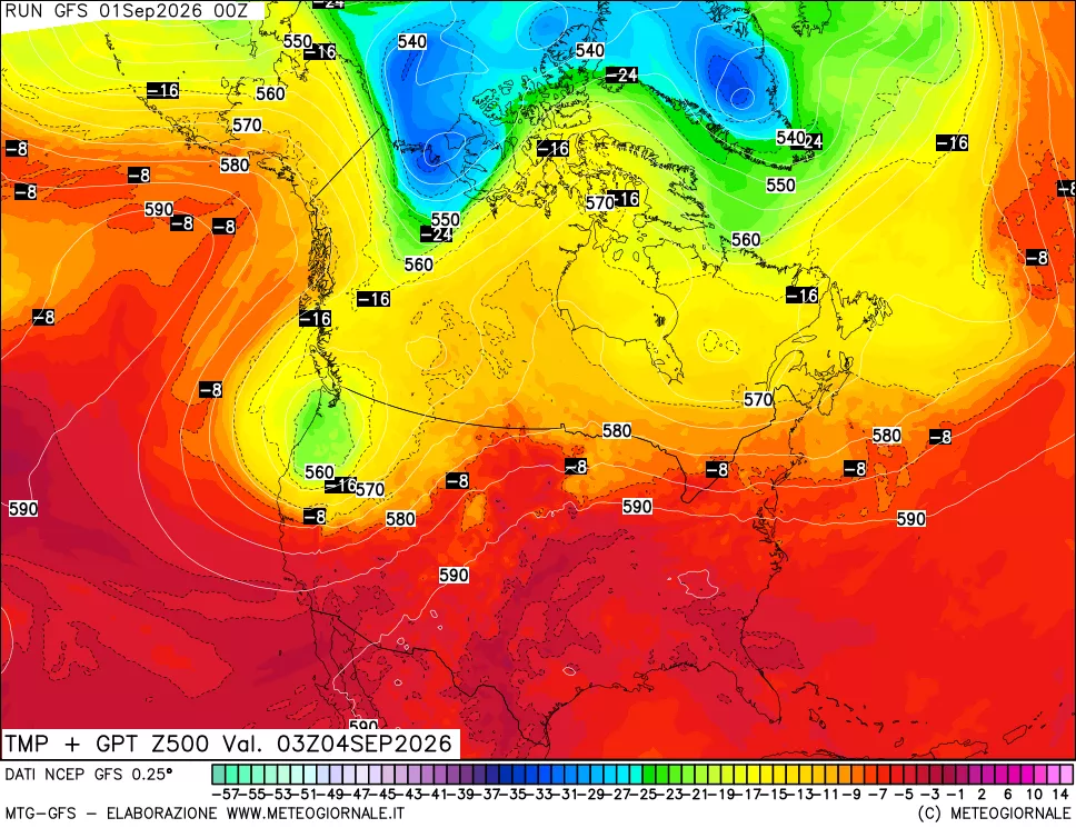 mappa 500 hPa Temp + GPT