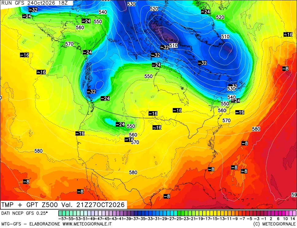 mappa 500 hPa Temp + GPT
