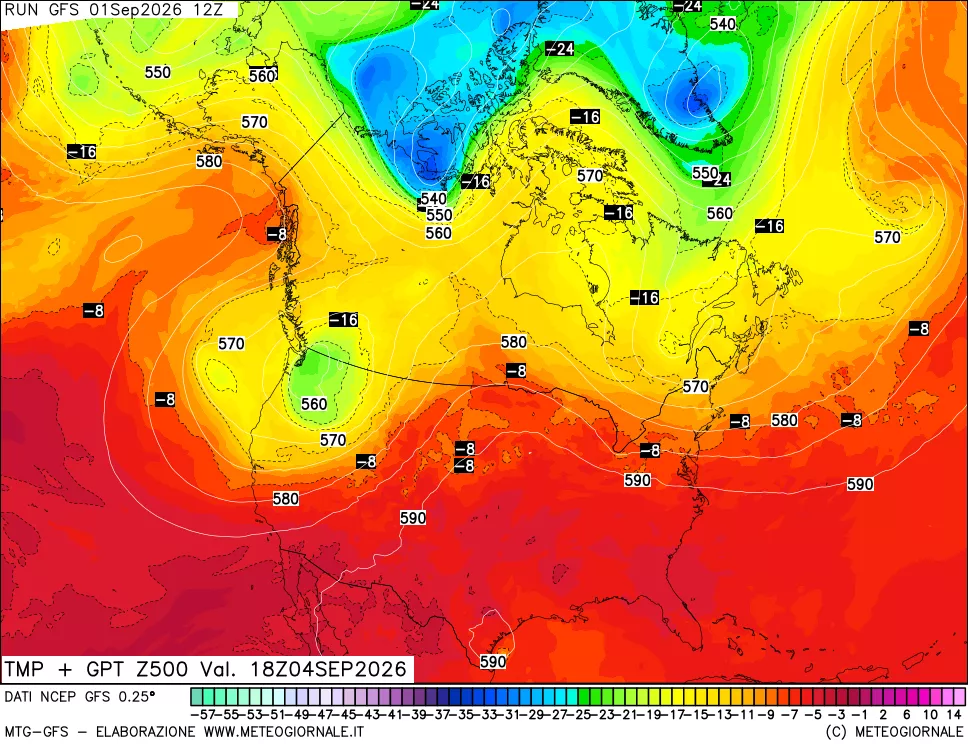 mappa 500 hPa Temp + GPT