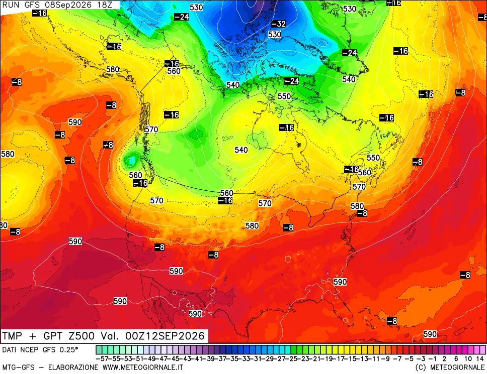 mappa 500 hPa Temp + GPT