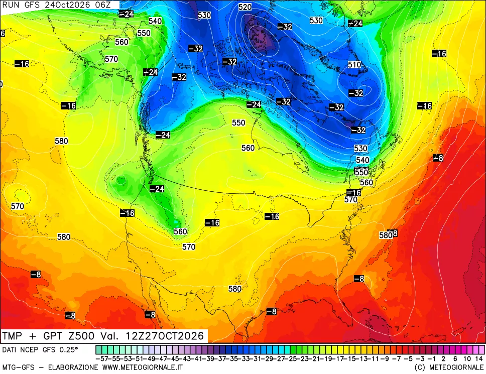 mappa 500 hPa Temp + GPT