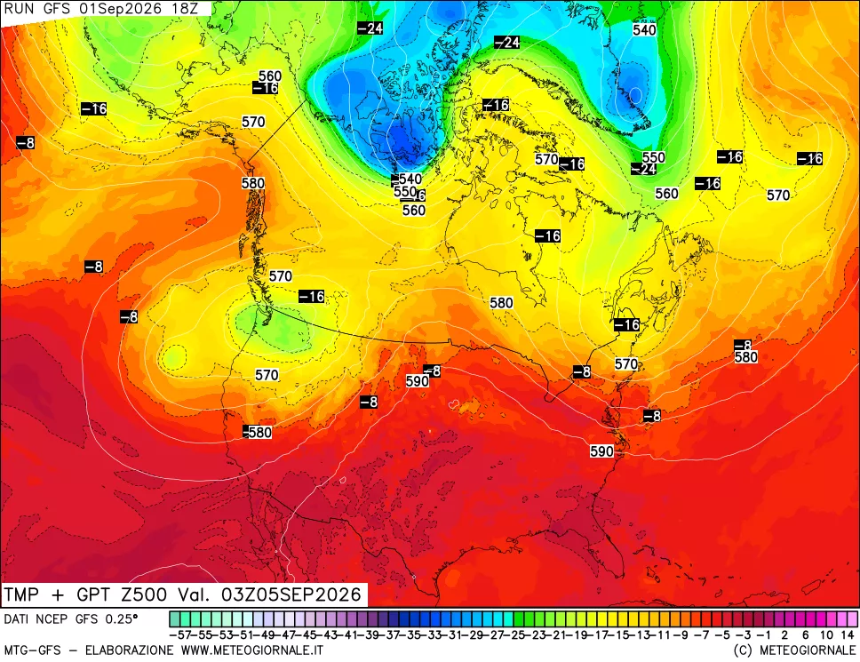 mappa 500 hPa Temp + GPT