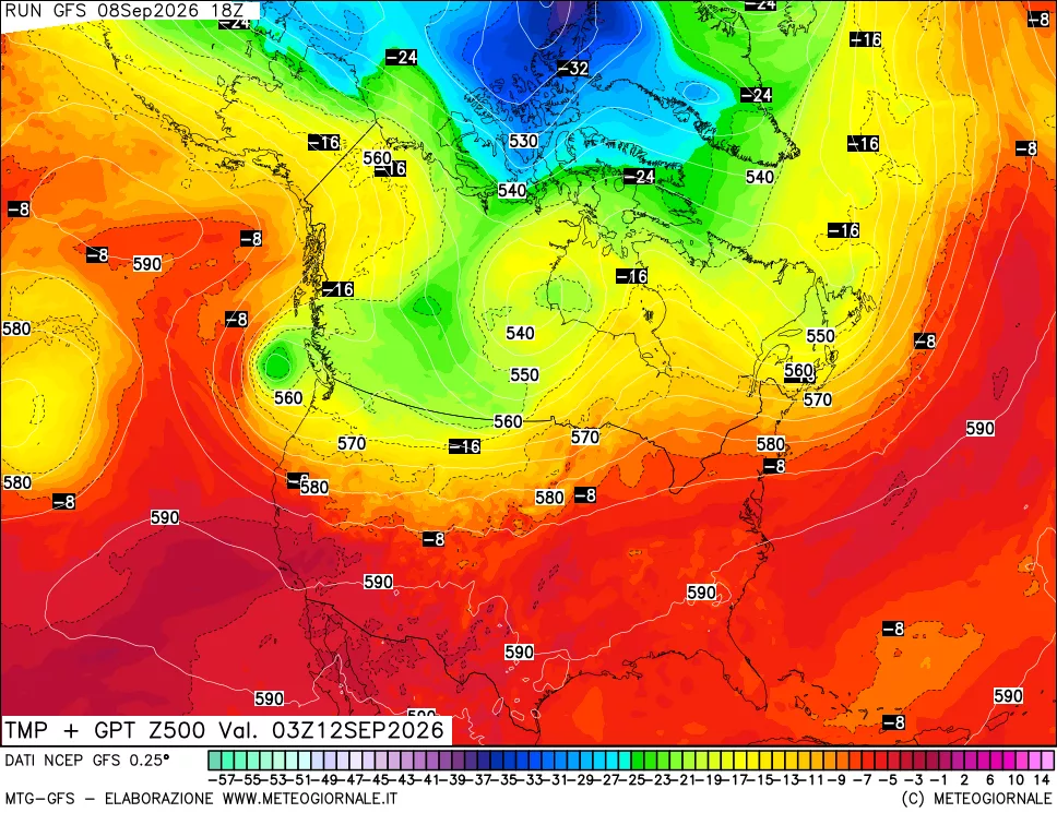 mappa 500 hPa Temp + GPT