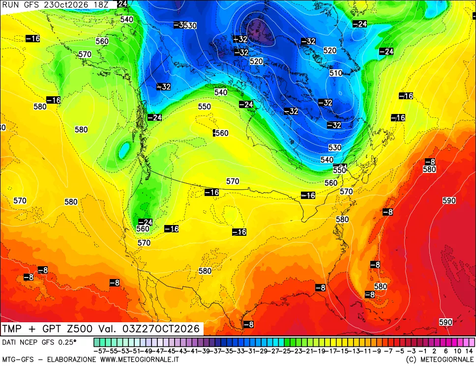 mappa 500 hPa Temp + GPT