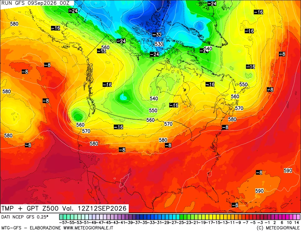 mappa 500 hPa Temp + GPT