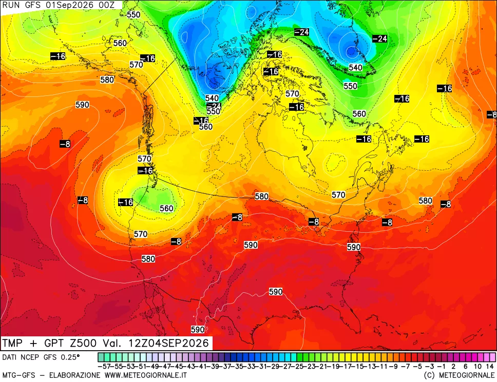 mappa 500 hPa Temp + GPT