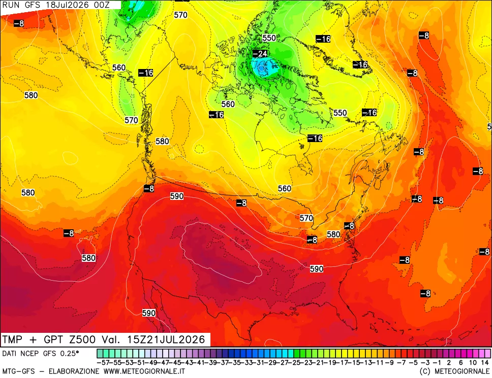mappa 500 hPa Temp + GPT