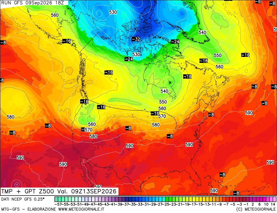 mappa 500 hPa Temp + GPT