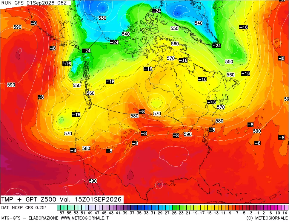 mappa 500 hPa Temp + GPT