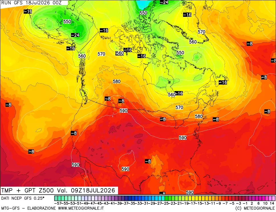 mappa 500 hPa Temp + GPT