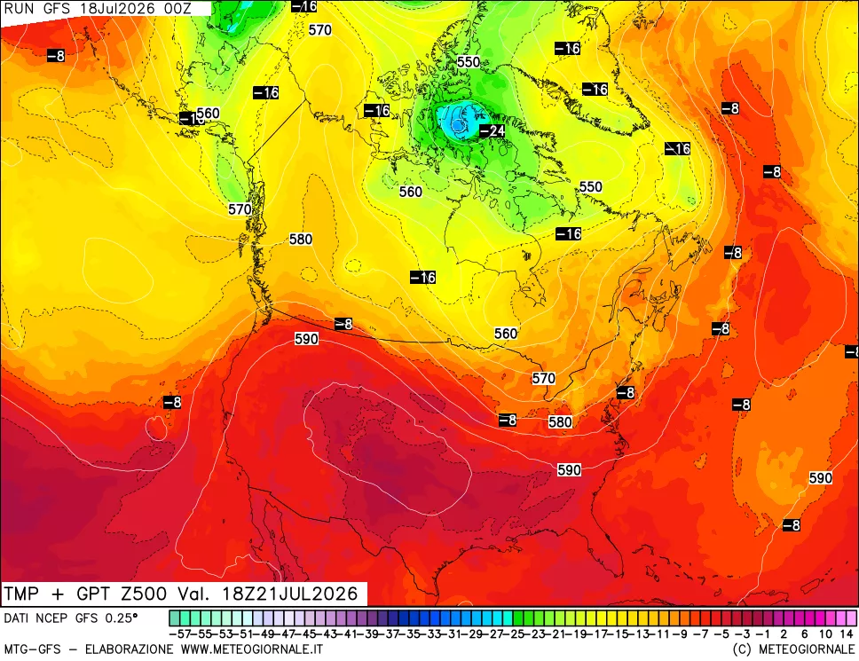 mappa 500 hPa Temp + GPT