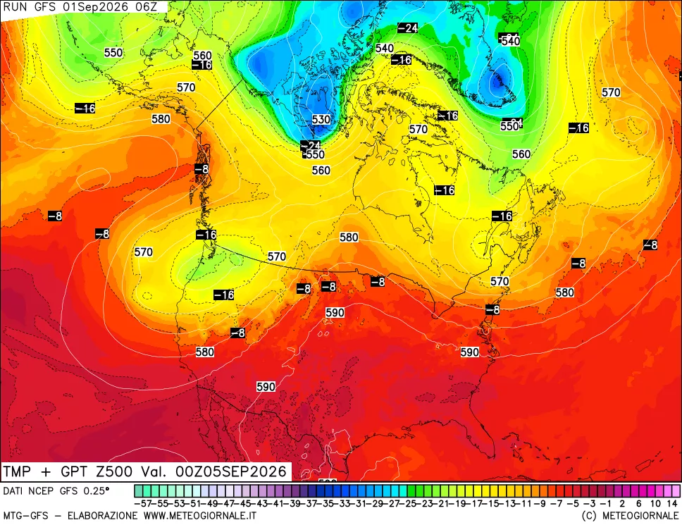 mappa 500 hPa Temp + GPT