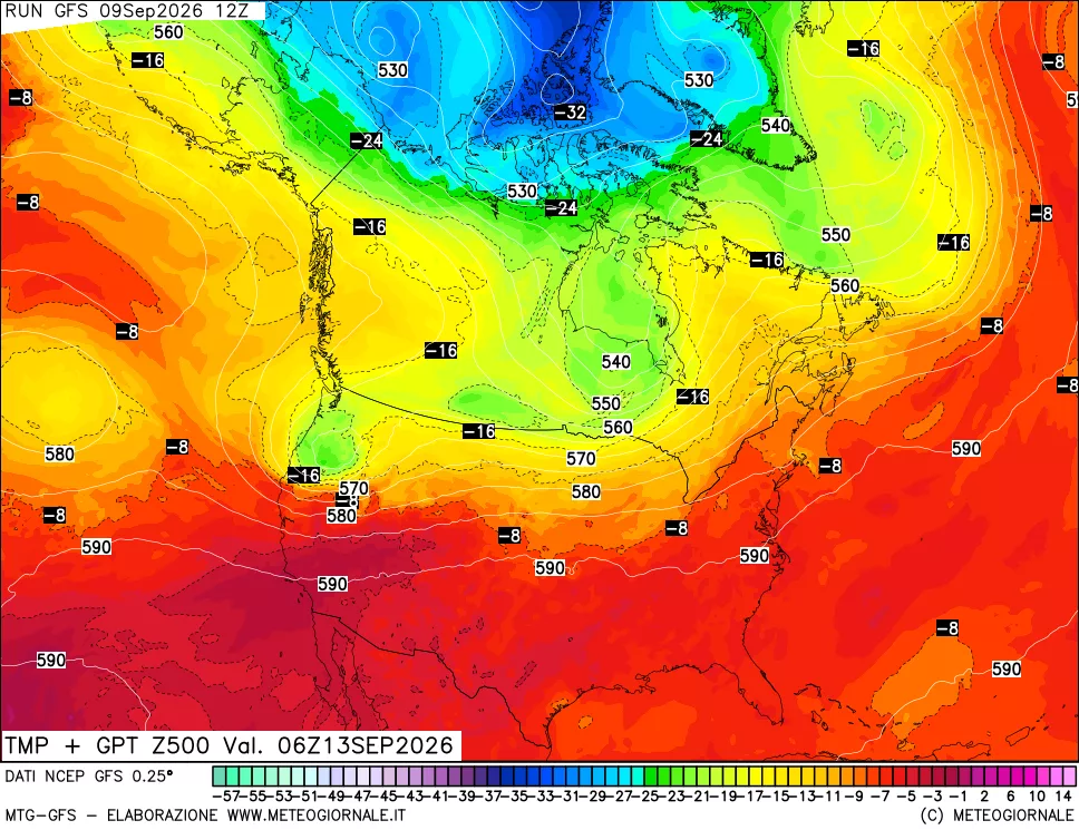 mappa 500 hPa Temp + GPT