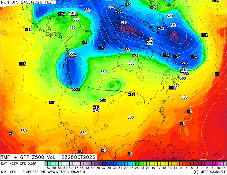 mappa 500 hPa Temp + GPT