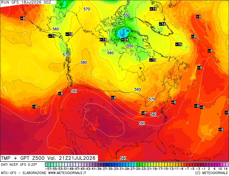 mappa 500 hPa Temp + GPT