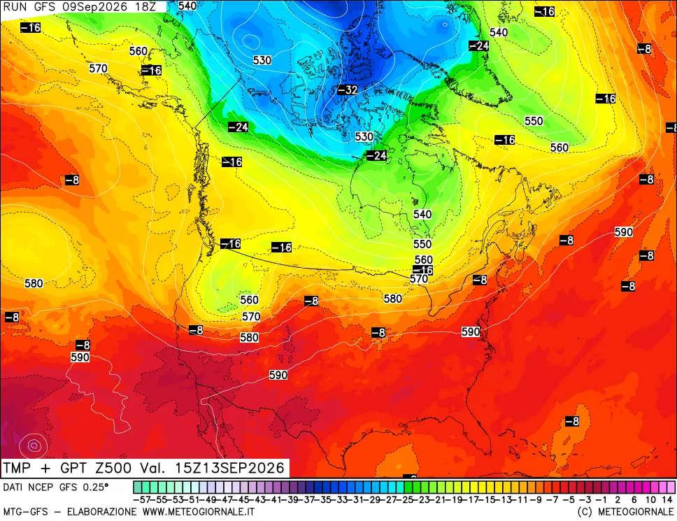 mappa 500 hPa Temp + GPT