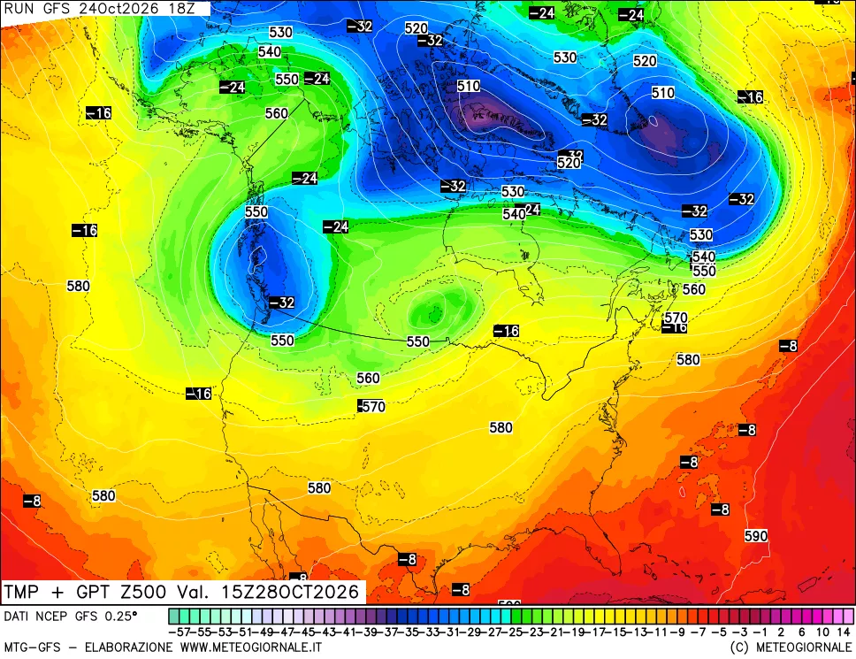 mappa 500 hPa Temp + GPT