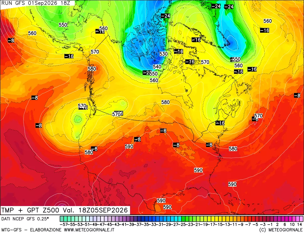 mappa 500 hPa Temp + GPT