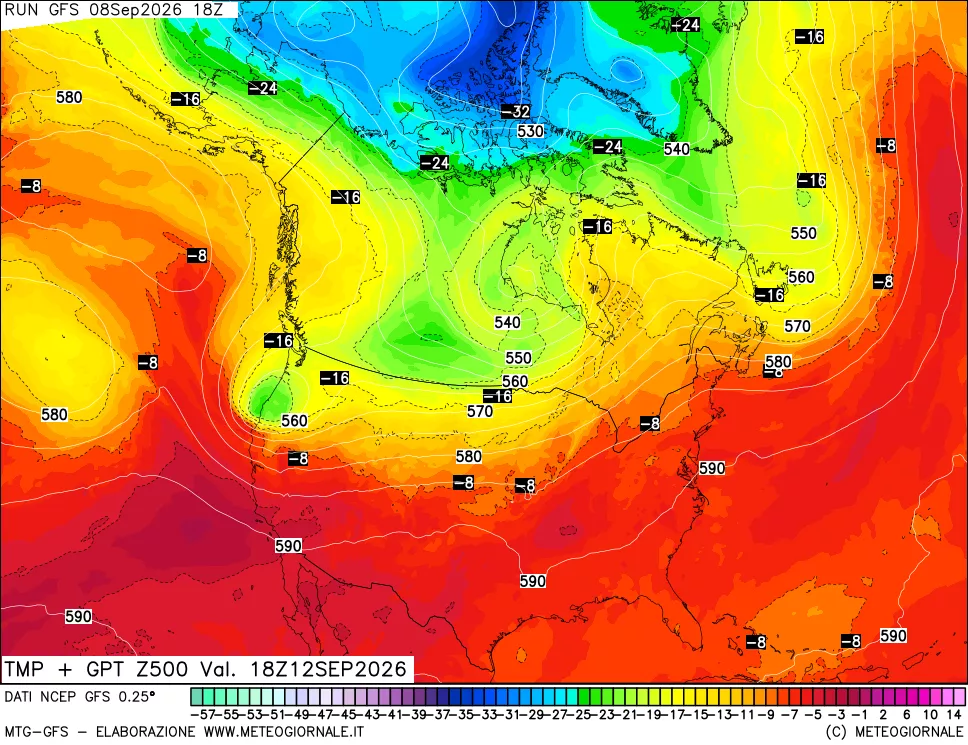 mappa 500 hPa Temp + GPT