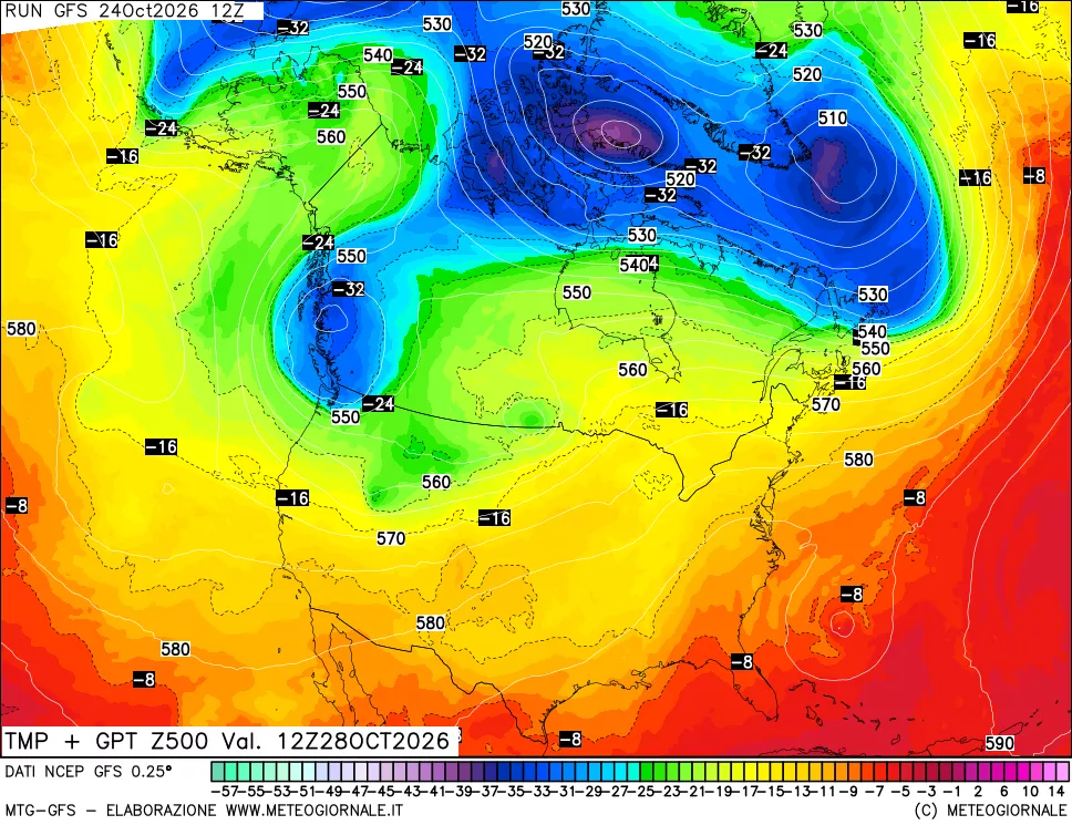 mappa 500 hPa Temp + GPT